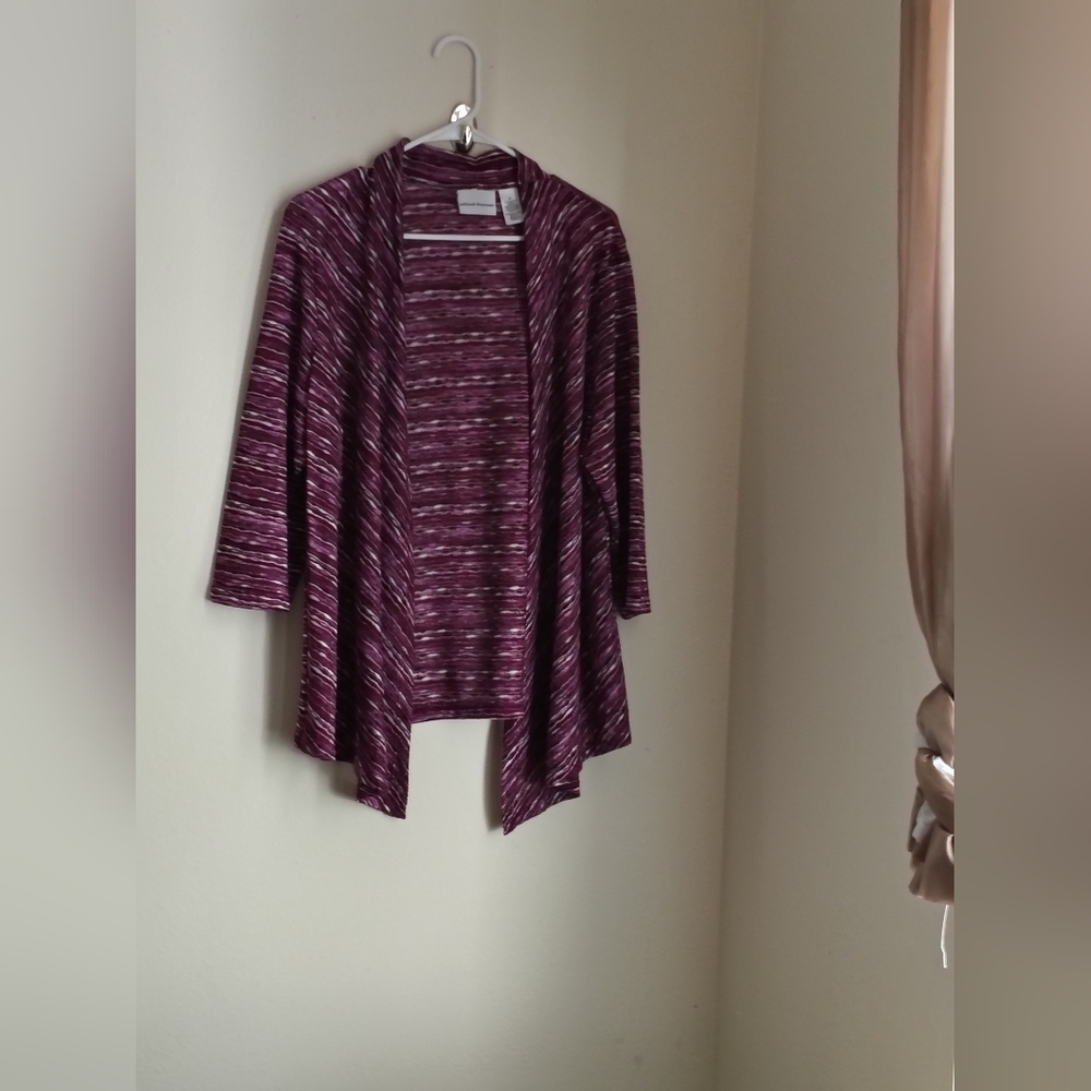 Alfred Dunner Cardigan Women Medium Multicolor Knit 3/4 Sleeves Sweater Office